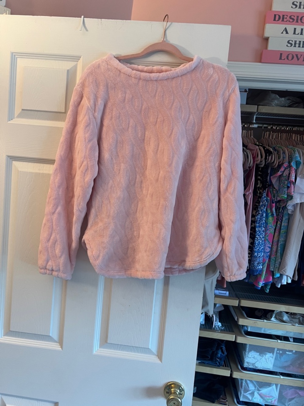 Cuddl Duds Cozy Light Pink Cable Fleece Pullover